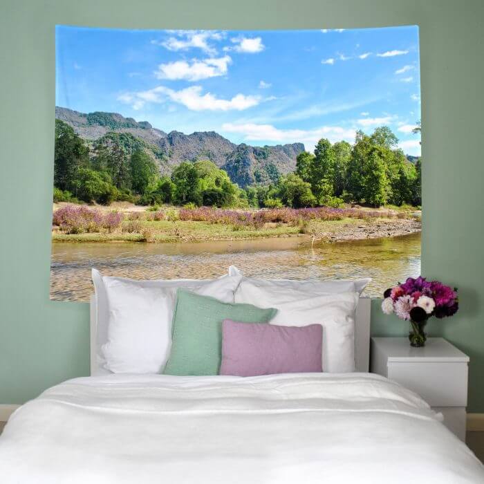 Wandbehang ''Laos Mountains & Flowers''