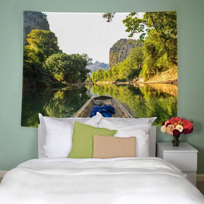 Wandbehang ''Boat Trip In Laos''