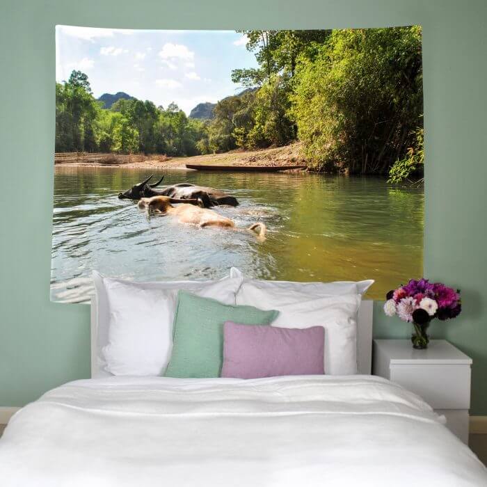 Wandbehang ''Swimming Water Buffalos''