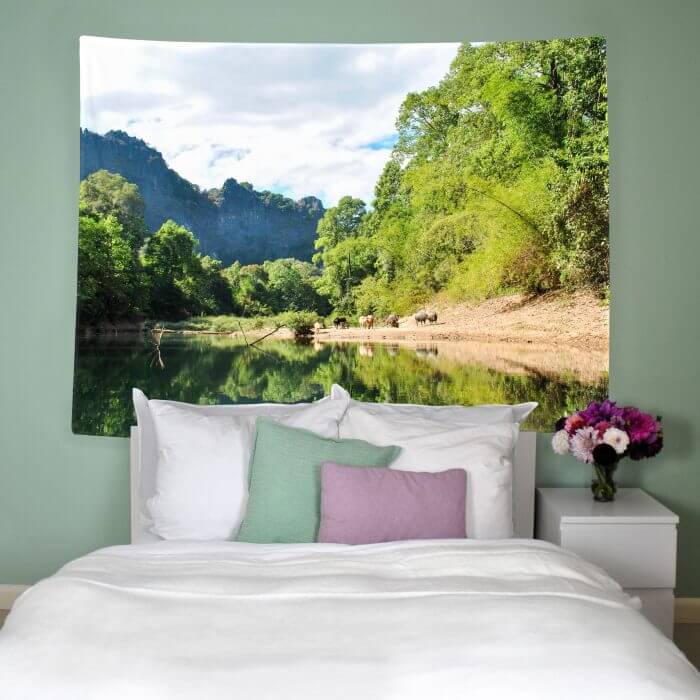 Wandbehang ''Grazing Water Buffalos''